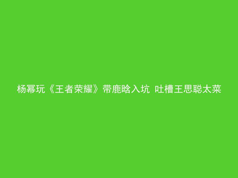 杨幂玩《王者荣耀》带鹿晗入坑 吐槽王思聪太菜