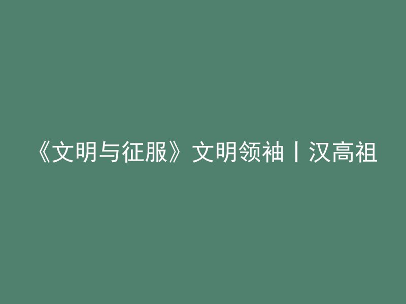 《文明与征服》文明领袖丨汉高祖