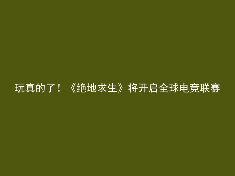 玩真的了！《绝地求生》将开启全球电竞联赛