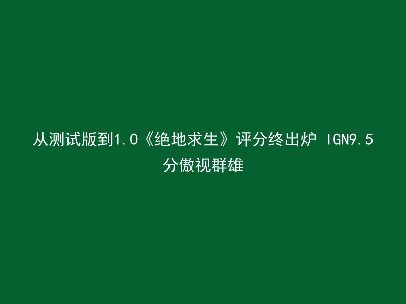 从测试版到1.0《绝地求生》评分终出炉 IGN9.5分傲视群雄