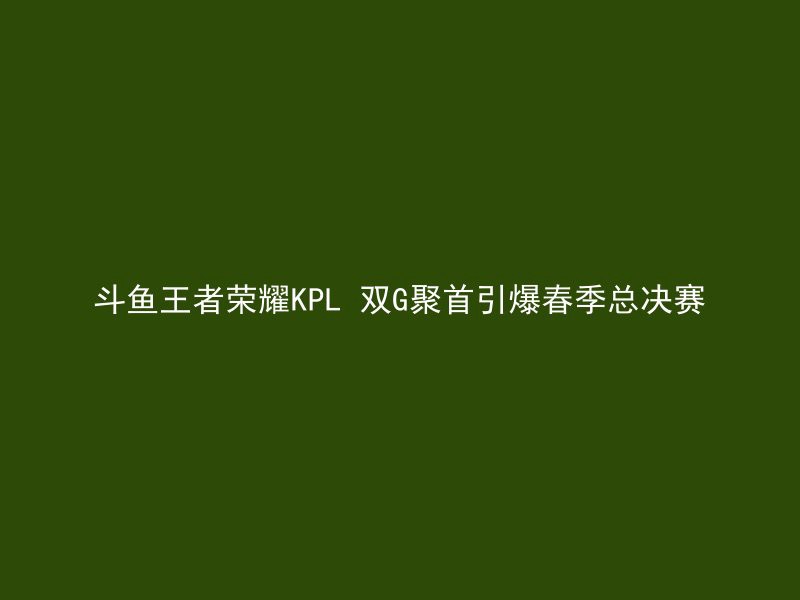 斗鱼王者荣耀KPL 双G聚首引爆春季总决赛