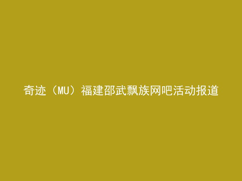 奇迹（MU）福建邵武飘族网吧活动报道