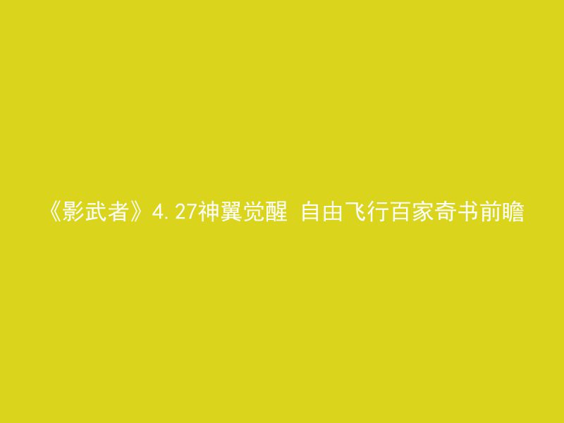 《影武者》4.27神翼觉醒 自由飞行百家奇书前瞻