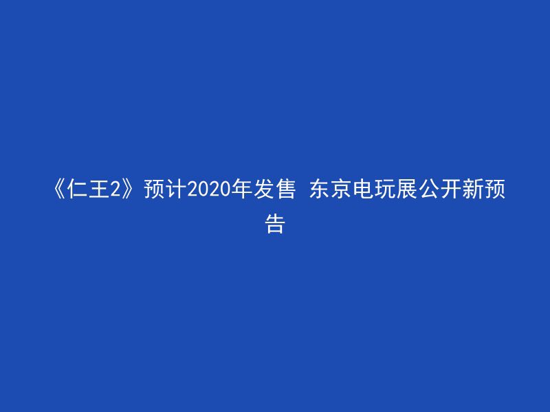 《仁王2》预计2020年发售 东京电玩展公开新预告