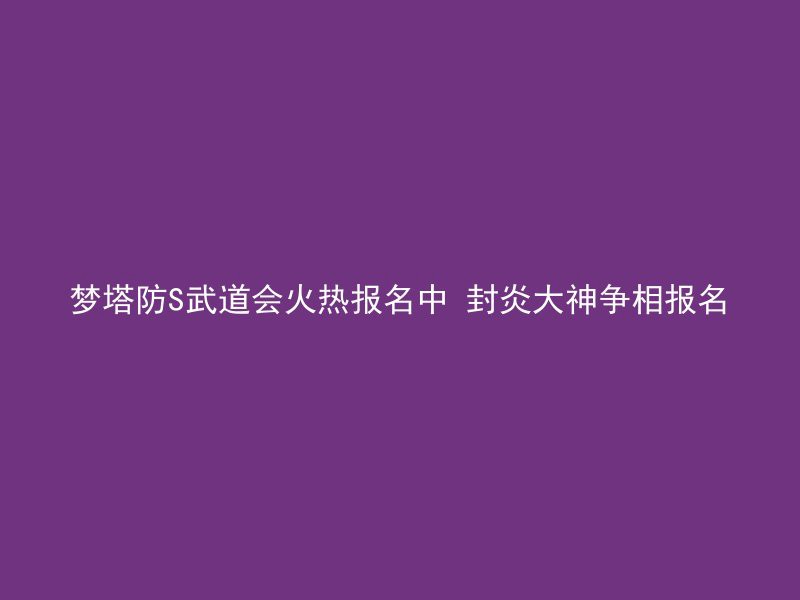 梦塔防S武道会火热报名中 封炎大神争相报名