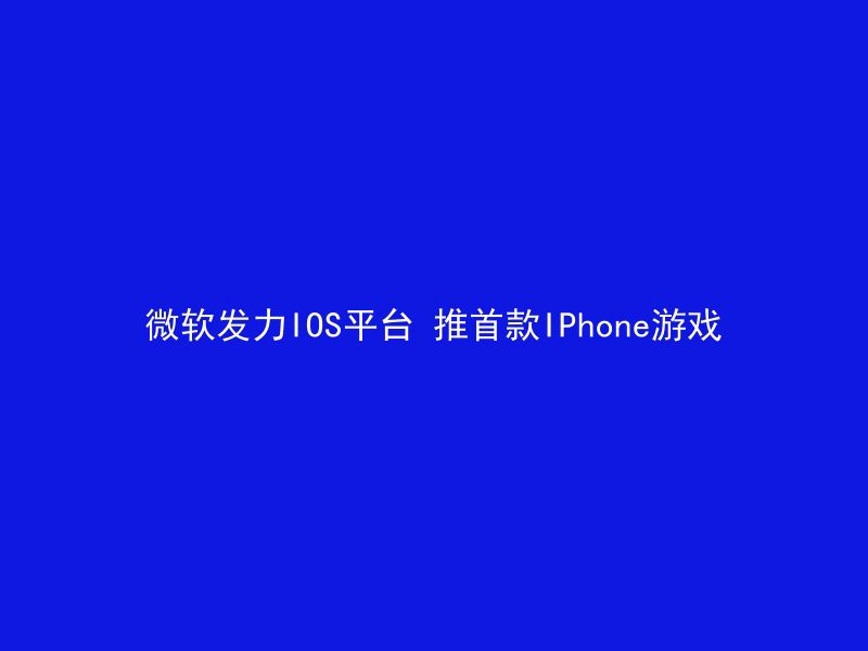 微软发力IOS平台 推首款IPhone游戏