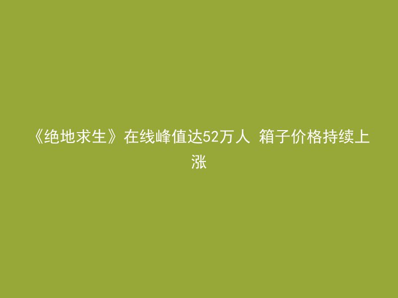 《绝地求生》在线峰值达52万人 箱子价格持续上涨