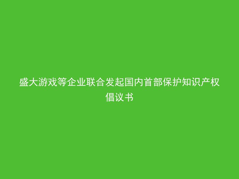 盛大游戏等企业联合发起国内首部保护知识产权倡议书