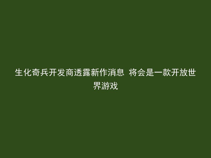 生化奇兵开发商透露新作消息 将会是一款开放世界游戏