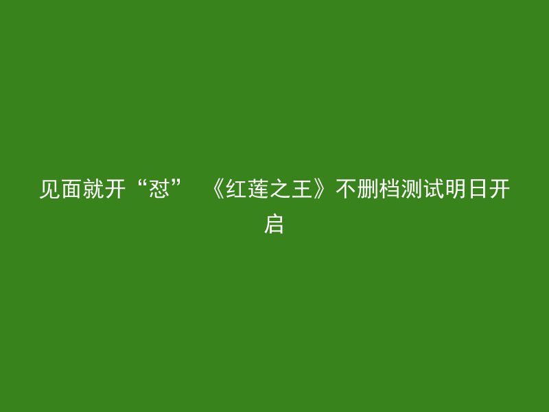 见面就开“怼” 《红莲之王》不删档测试明日开启