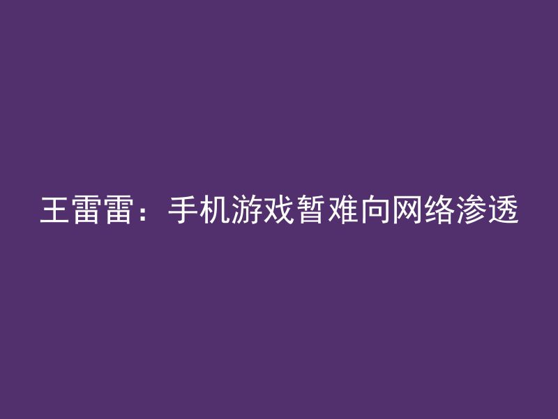 王雷雷：手机游戏暂难向网络渗透