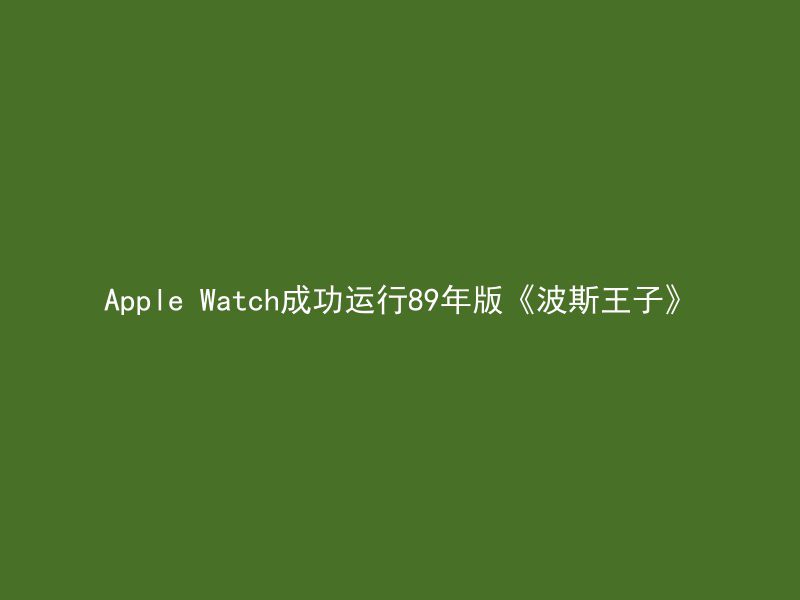 Apple Watch成功运行89年版《波斯王子》