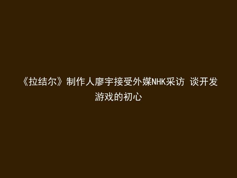 《拉结尔》制作人廖宇接受外媒NHK采访 谈开发游戏的初心