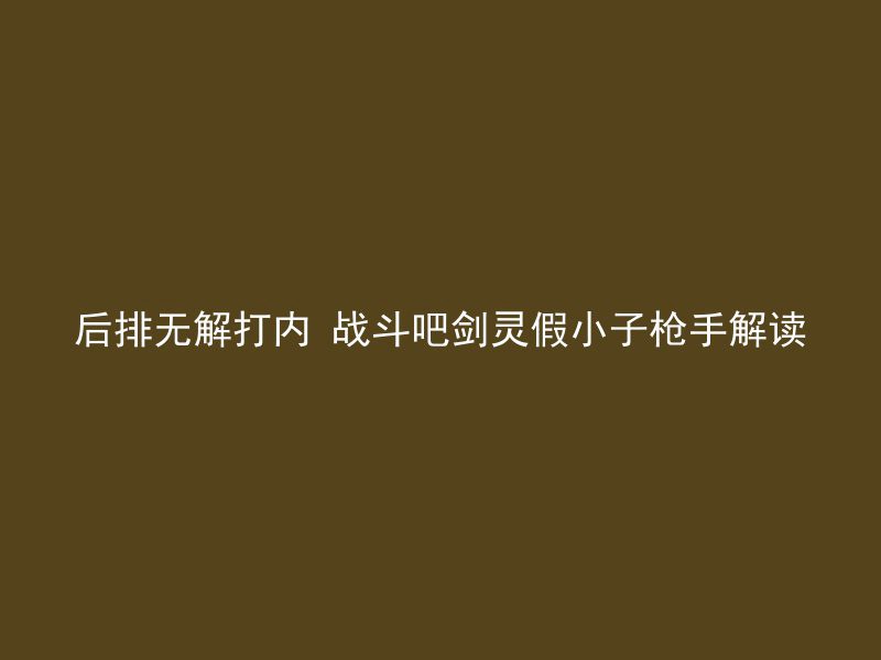 后排无解打内 战斗吧剑灵假小子枪手解读