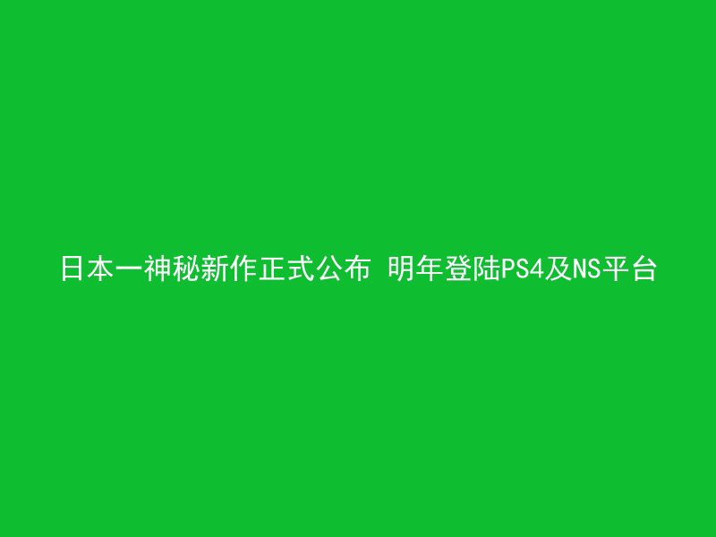 日本一神秘新作正式公布 明年登陆PS4及NS平台