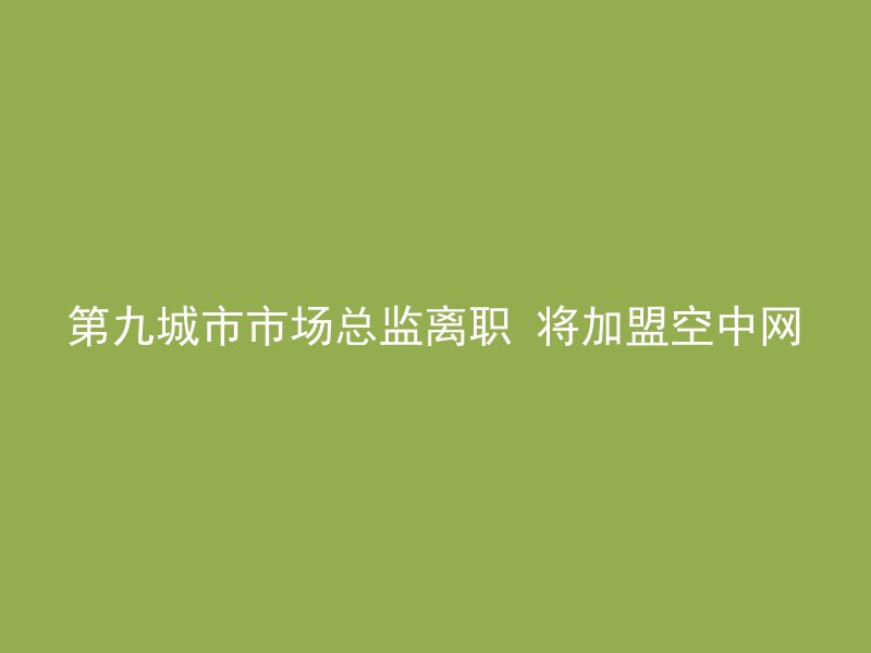 第九城市市场总监离职 将加盟空中网