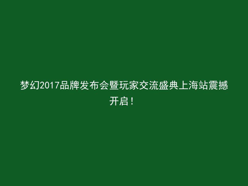 梦幻2017品牌发布会暨玩家交流盛典上海站震撼开启！