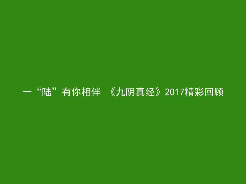 一“陆”有你相伴 《九阴真经》2017精彩回顾