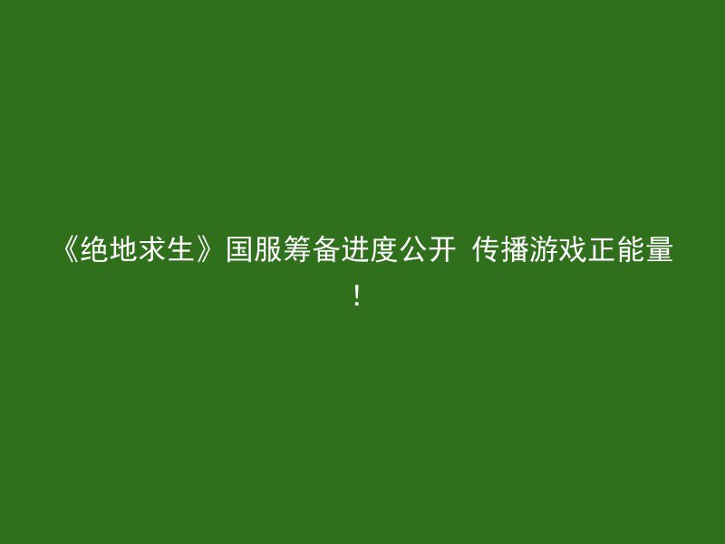 《绝地求生》国服筹备进度公开 传播游戏正能量！