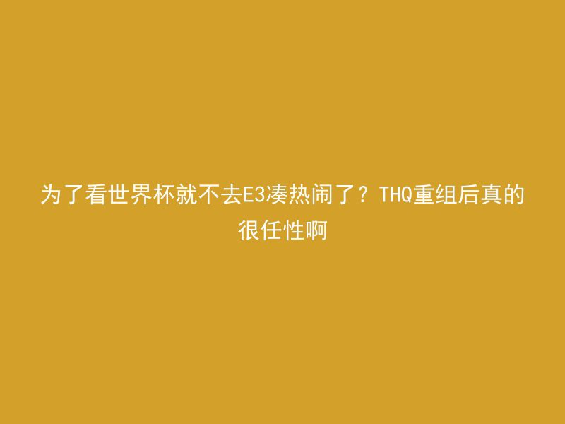 为了看世界杯就不去E3凑热闹了？THQ重组后真的很任性啊