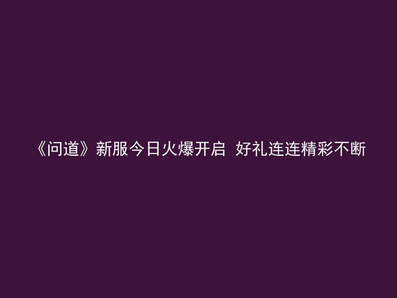 《问道》新服今日火爆开启 好礼连连精彩不断