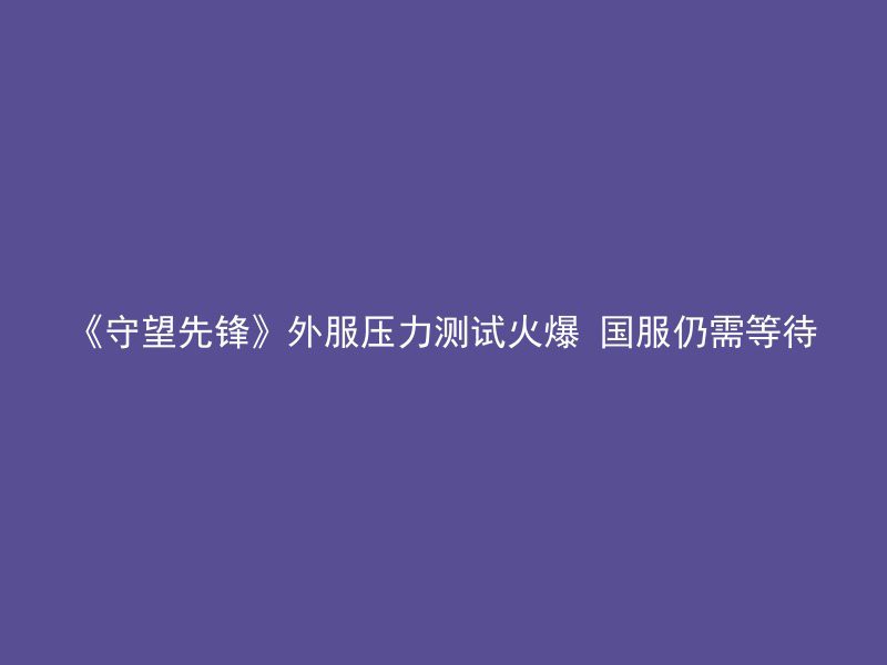 《守望先锋》外服压力测试火爆 国服仍需等待