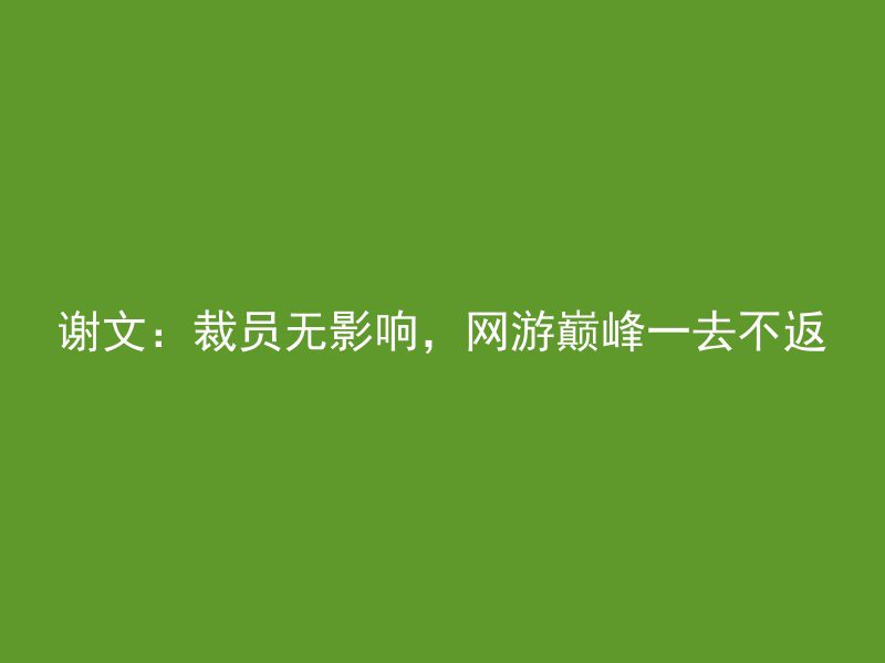 谢文：裁员无影响，网游巅峰一去不返