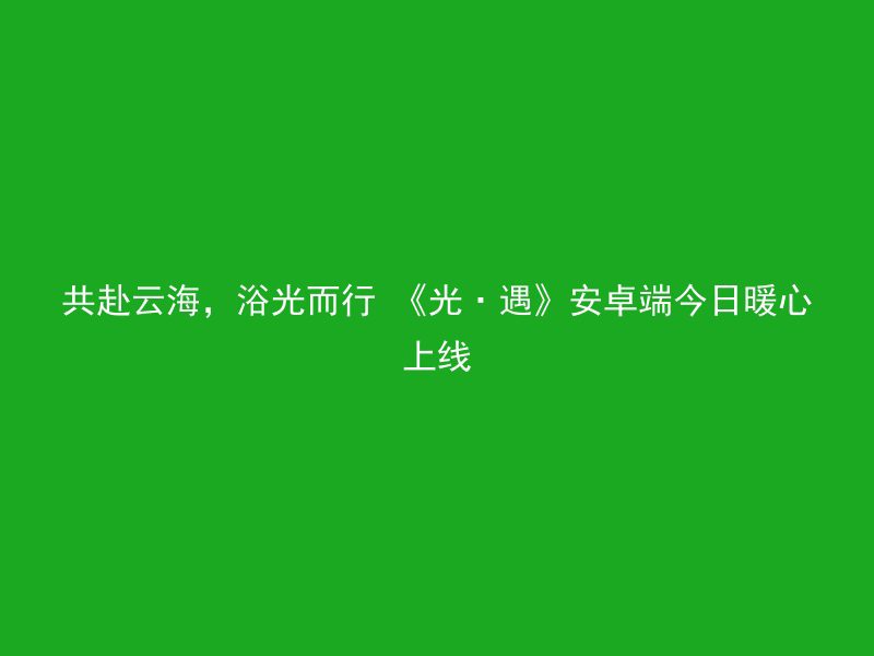 共赴云海，浴光而行 《光·遇》安卓端今日暖心上线