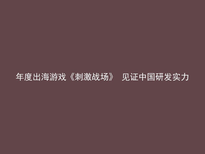 年度出海游戏《刺激战场》 见证中国研发实力