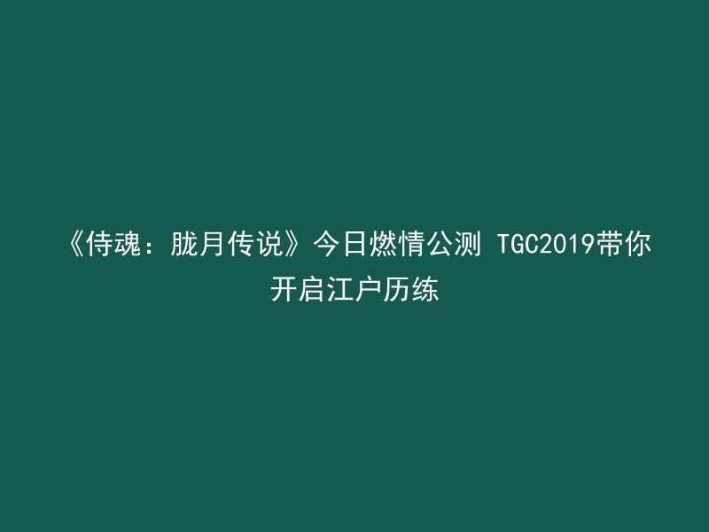 《侍魂：胧月传说》今日燃情公测 TGC2019带你开启江户历练