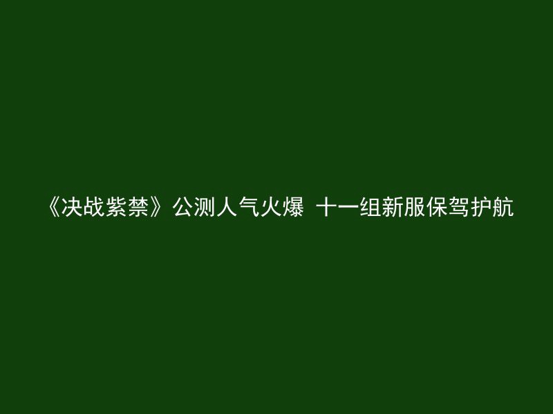 《决战紫禁》公测人气火爆 十一组新服保驾护航