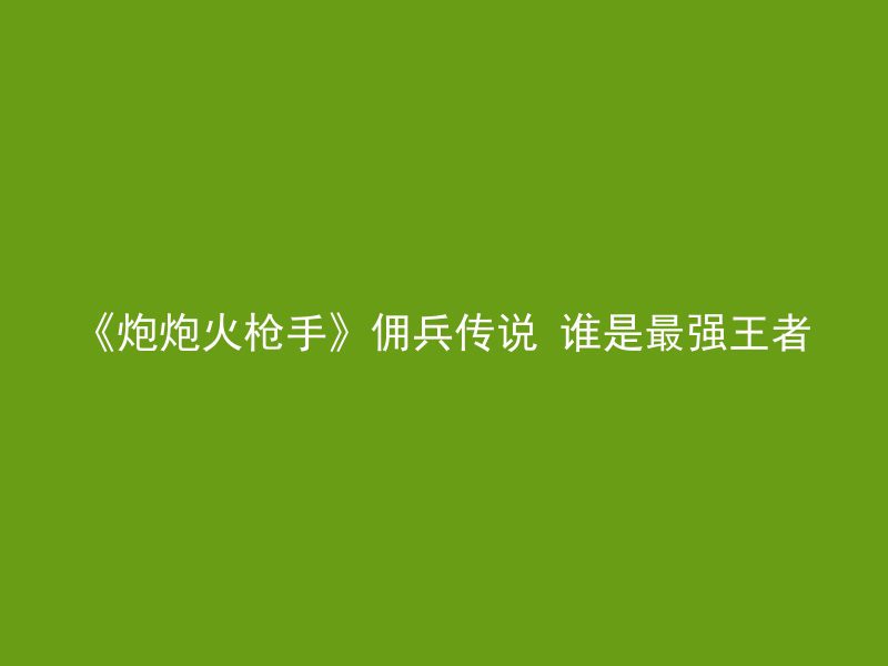 《炮炮火枪手》佣兵传说 谁是最强王者