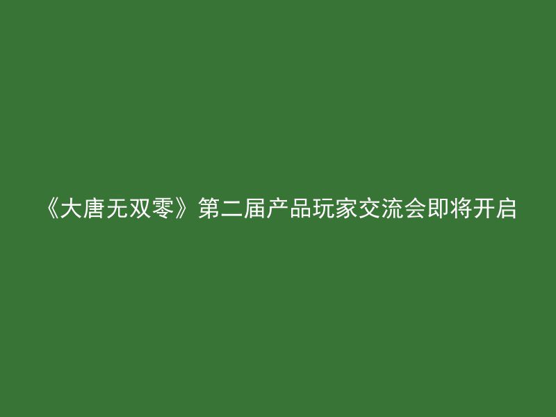 《大唐无双零》第二届产品玩家交流会即将开启