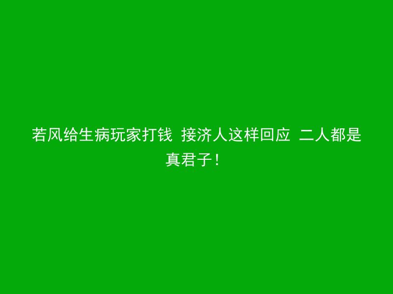 若风给生病玩家打钱 接济人这样回应 二人都是真君子！