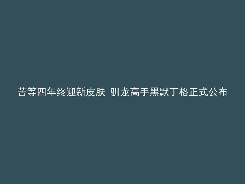 苦等四年终迎新皮肤 驯龙高手黑默丁格正式公布