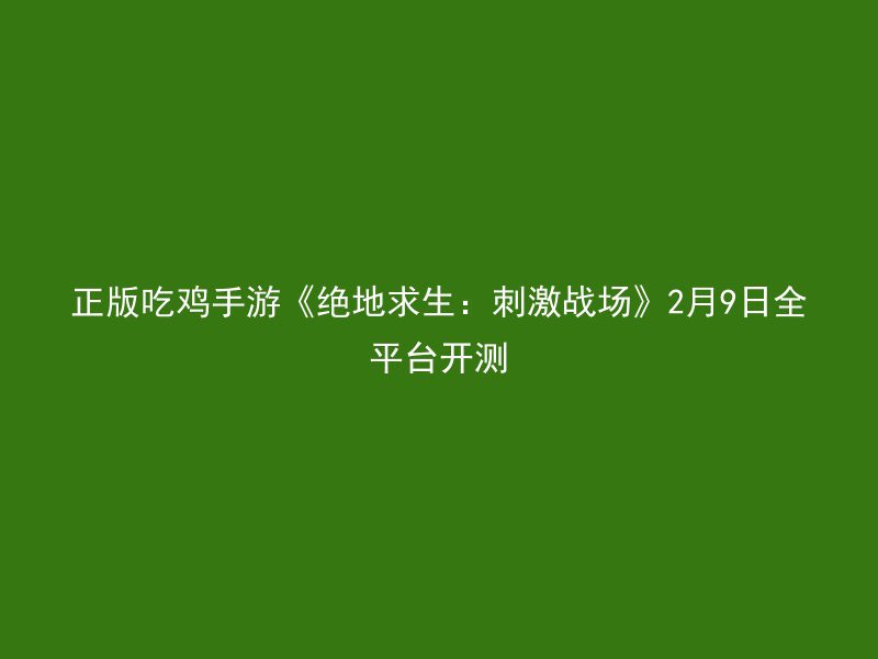 正版吃鸡手游《绝地求生：刺激战场》2月9日全平台开测