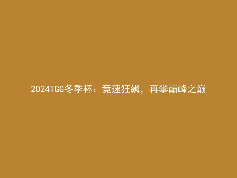 2024TGG冬季杯：竞速狂飙，再攀巅峰之巅