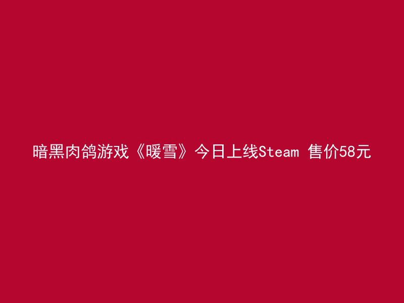 暗黑肉鸽游戏《暖雪》今日上线Steam 售价58元