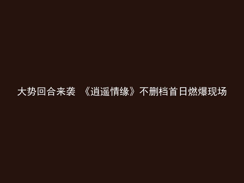 大势回合来袭 《逍遥情缘》不删档首日燃爆现场