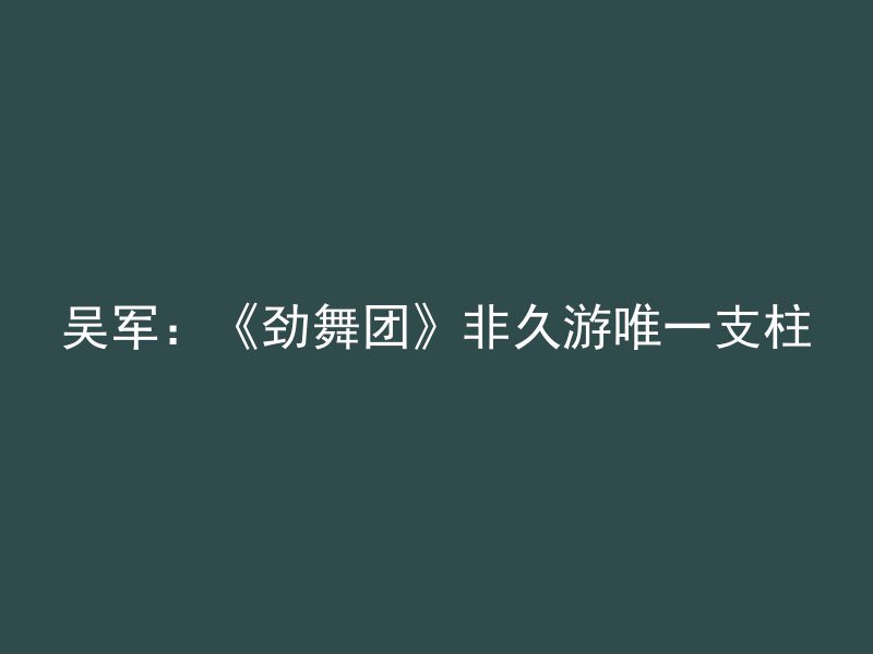 吴军：《劲舞团》非久游唯一支柱