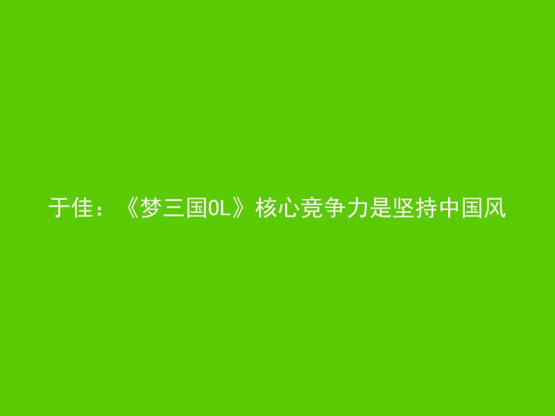 于佳：《梦三国OL》核心竞争力是坚持中国风