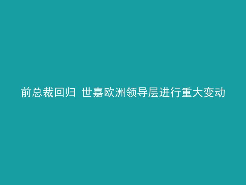 前总裁回归 世嘉欧洲领导层进行重大变动