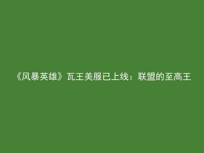 《风暴英雄》瓦王美服已上线：联盟的至高王