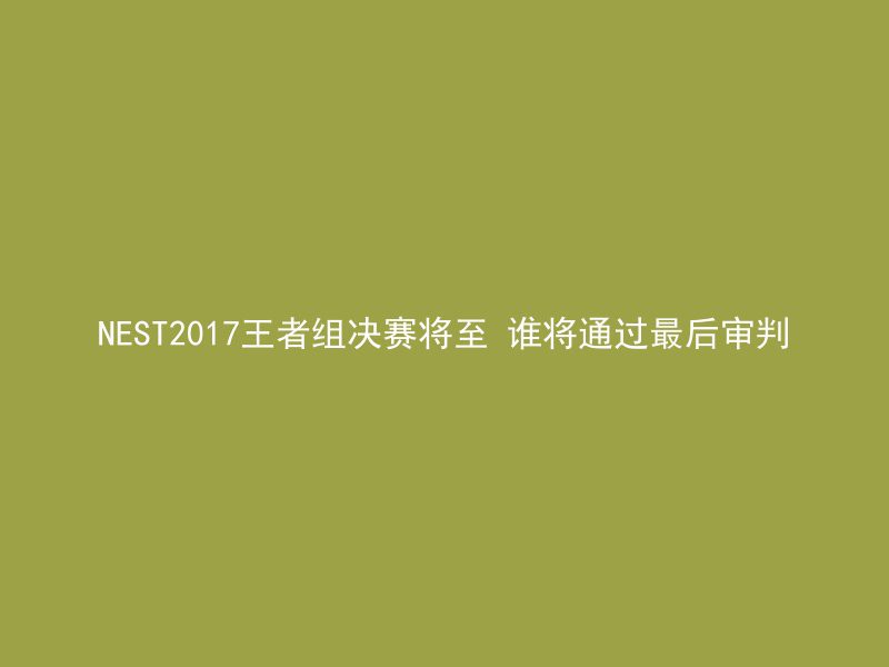 NEST2017王者组决赛将至 谁将通过最后审判