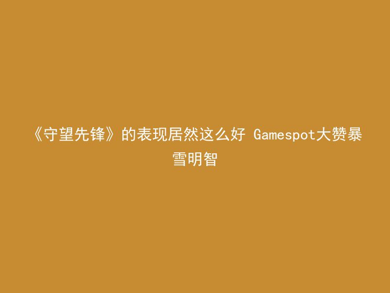 《守望先锋》的表现居然这么好 Gamespot大赞暴雪明智