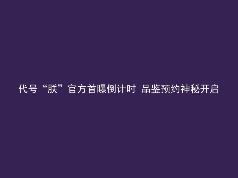 代号“朕”官方首曝倒计时 品鉴预约神秘开启