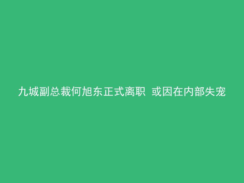 九城副总裁何旭东正式离职 或因在内部失宠