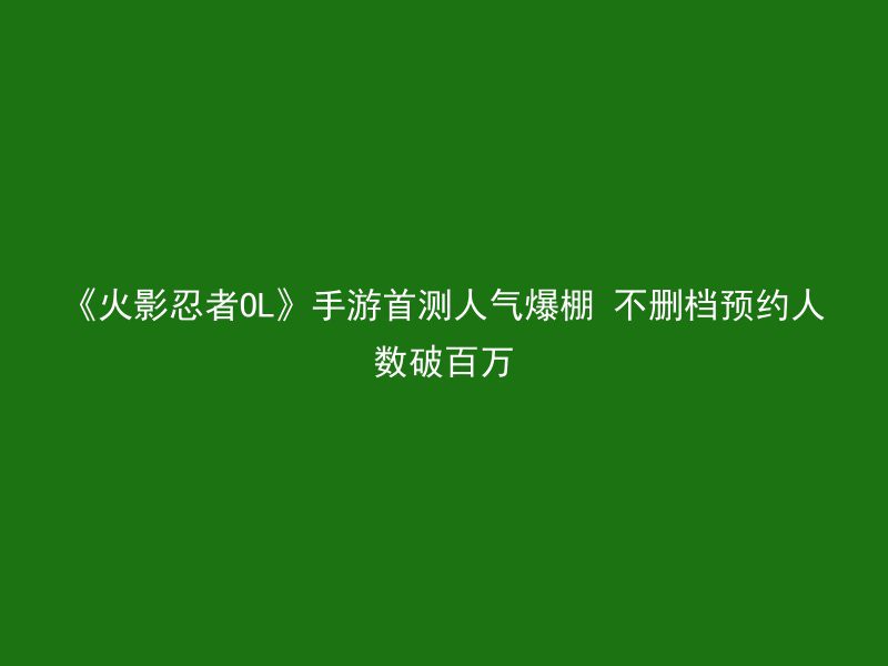 《火影忍者OL》手游首测人气爆棚 不删档预约人数破百万