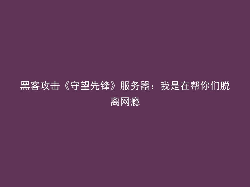 黑客攻击《守望先锋》服务器：我是在帮你们脱离网瘾