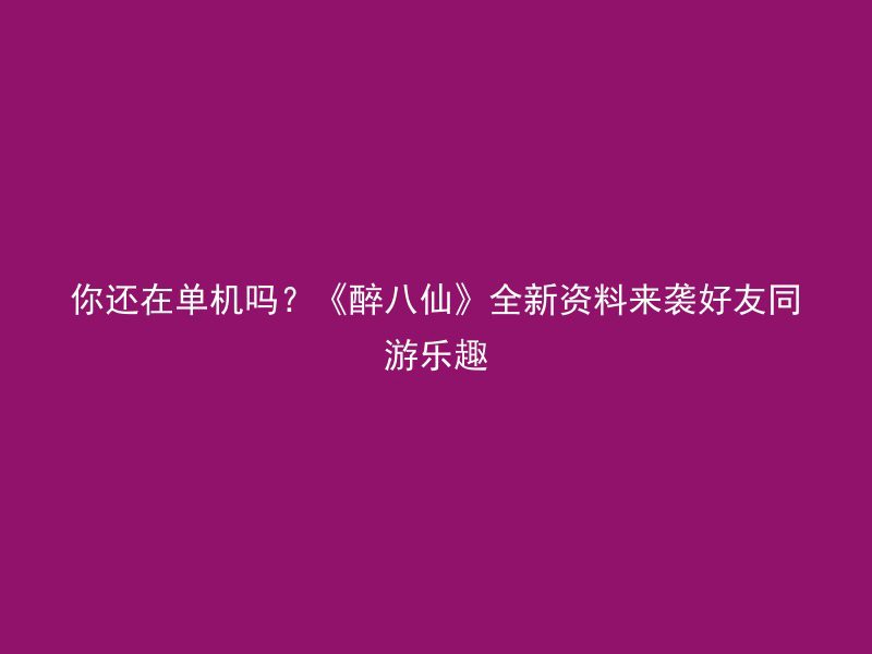 你还在单机吗？《醉八仙》全新资料来袭好友同游乐趣